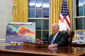 President Joe Biden participates in a meeting of Senior White House and Administration officials on the federal response to the