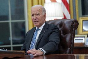 President Joe Biden participates in a meeting of Senior White House and Administration officials on the federal response to the