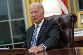President Joe Biden participates in a meeting of Senior White House and Administration officials on the federal response to the