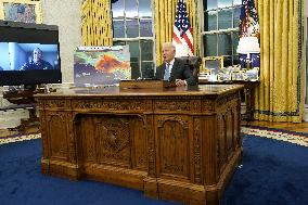 President Joe Biden participates in a meeting of Senior White House and Administration officials on the federal response to the
