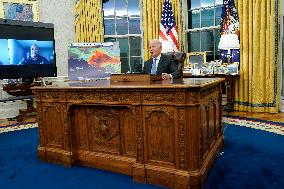 President Joe Biden participates in a meeting of Senior White House and Administration officials on the federal response to the