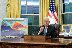 President Joe Biden participates in a meeting of Senior White House and Administration officials on the federal response to the