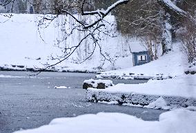 Stryiskyi Park in Lviv in winter