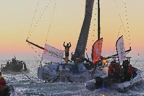 Charlie Dalin Celebrates After Crossing The Finish Line Of Vendee Globe - Sables-d'Olonne