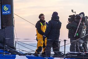 Charlie Dalin Celebrates After Crossing The Finish Line Of Vendee Globe - Sables-d'Olonne