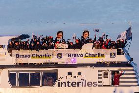 Charlie Dalin Celebrates After Crossing The Finish Line Of Vendee Globe - Sables-d'Olonne