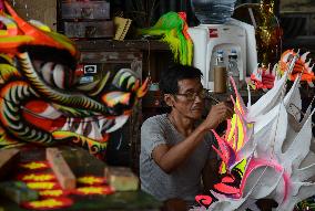 Makes Traditional Lion And Dragon Costume Ahead Of Chinese New Year In Indonesia