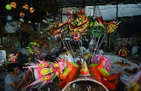 Makes Traditional Lion And Dragon Costume Ahead Of Chinese New Year In Indonesia