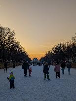 Nymphenburg Palace Canal Crowds On Ice