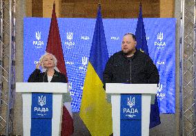 Joint briefing of parliamentary speakers of Ukraine and Latvia