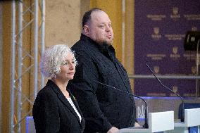 Joint briefing of parliamentary speakers of Ukraine and Latvia