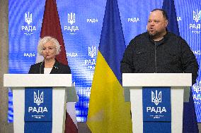 Joint briefing of parliamentary speakers of Ukraine and Latvia