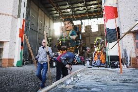 The Preparation Of The Floats For The First Masked Course At The Cittadella Del Carnevale In Viareggio