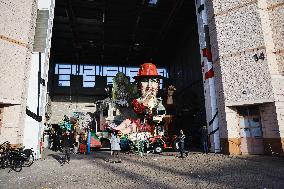 The Preparation Of The Floats For The First Masked Course At The Cittadella Del Carnevale In Viareggio