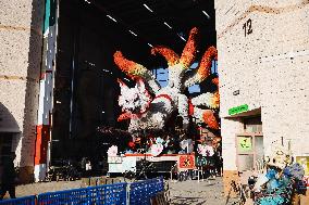 The Preparation Of The Floats For The First Masked Course At The Cittadella Del Carnevale In Viareggio