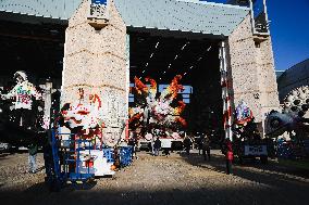 The Preparation Of The Floats For The First Masked Course At The Cittadella Del Carnevale In Viareggio