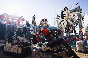 The Preparation Of The Floats For The First Masked Course At The Cittadella Del Carnevale In Viareggio