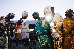 The Preparation Of The Floats For The First Masked Course At The Cittadella Del Carnevale In Viareggio