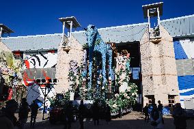 The Preparation Of The Floats For The First Masked Course At The Cittadella Del Carnevale In Viareggio