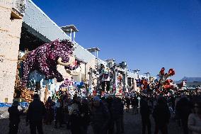 The Preparation Of The Floats For The First Masked Course At The Cittadella Del Carnevale In Viareggio