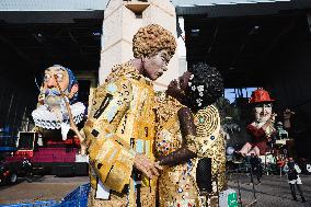 The Preparation Of The Floats For The First Masked Course At The Cittadella Del Carnevale In Viareggio