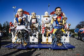 The Preparation Of The Floats For The First Masked Course At The Cittadella Del Carnevale In Viareggio