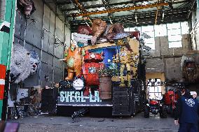 The Preparation Of The Floats For The First Masked Course At The Cittadella Del Carnevale In Viareggio