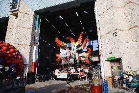 The Preparation Of The Floats For The First Masked Course At The Cittadella Del Carnevale In Viareggio