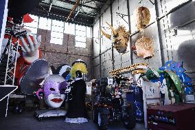 The Preparation Of The Floats For The First Masked Course At The Cittadella Del Carnevale In Viareggio