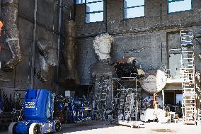 The Preparation Of The Floats For The First Masked Course At The Cittadella Del Carnevale In Viareggio