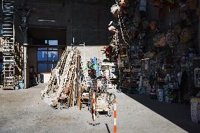 The Preparation Of The Floats For The First Masked Course At The Cittadella Del Carnevale In Viareggio