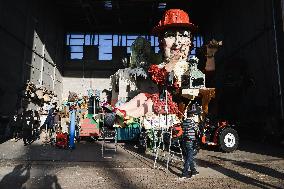 The Preparation Of The Floats For The First Masked Course At The Cittadella Del Carnevale In Viareggio