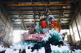 The Preparation Of The Floats For The First Masked Course At The Cittadella Del Carnevale In Viareggio