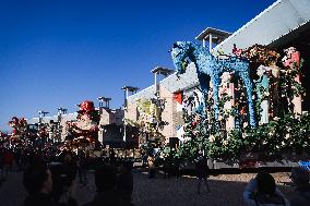 The Preparation Of The Floats For The First Masked Course At The Cittadella Del Carnevale In Viareggio