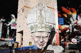 The Preparation Of The Floats For The First Masked Course At The Cittadella Del Carnevale In Viareggio