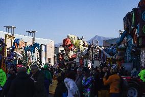 The Preparation Of The Floats For The First Masked Course At The Cittadella Del Carnevale In Viareggio