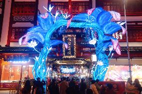 Chinese Lunar New Year Folk Art Lantern Festival of the Year of the Snake at Yu Garden in Shanghai