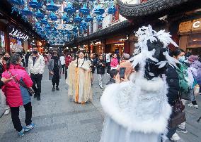 Chinese Lunar New Year Folk Art Lantern Festival of the Year of the Snake at Yu Garden in Shanghai