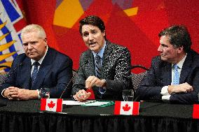 Justin Trudeau At Press Conference Concluding A First Ministers Meeting - Ottawa