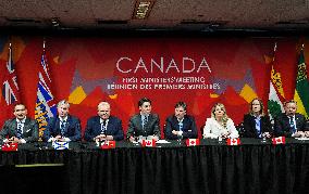 Justin Trudeau At Press Conference Concluding A First Ministers Meeting - Ottawa