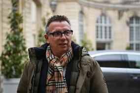 Cyril Chabanier arrives for a meeting with French PM Francois Bayrou at the Hotel de Matignon in Paris FA