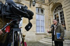 Cyril Chabanier arrives for a meeting with French PM Francois Bayrou at the Hotel de Matignon in Paris FA