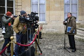 Cyril Chabanier arrives for a meeting with French PM Francois Bayrou at the Hotel de Matignon in Paris FA