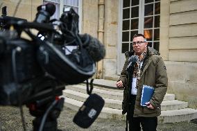 Cyril Chabanier arrives for a meeting with French PM Francois Bayrou at the Hotel de Matignon in Paris FA