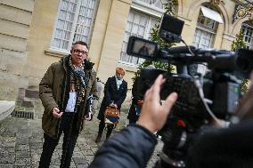 Cyril Chabanier arrives for a meeting with French PM Francois Bayrou at the Hotel de Matignon in Paris FA