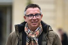Cyril Chabanier arrives for a meeting with French PM Francois Bayrou at the Hotel de Matignon in Paris FA