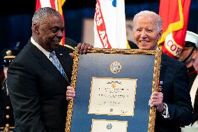 President Joe Biden Attends Commander in Chief Farewell Ceremony in Arlington, Virginia