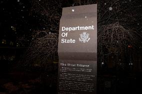 Protester Showed Up At The State Department  To Celebrate The Seizing Fire Deal