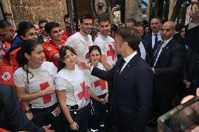 Macron Visits Gemmayze District - Beirut