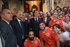 Macron Visits Gemmayze District - Beirut